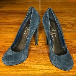 Jessica Simpson Teal Suede Heels Sz 10